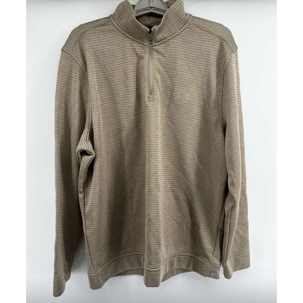 Under Armour Golf Storm SweaterFleece Mens XL Beige 1/4 Zip Ribbed Stretch Light